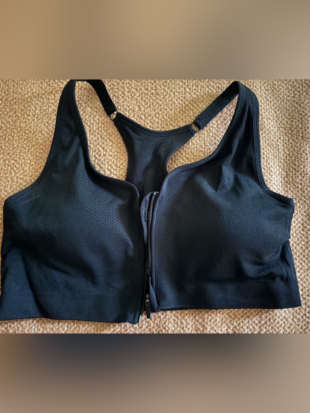 Xersion Black Zip-Front Athletic Medium support sports Bra Sz XL